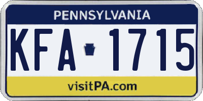 PA license plate KFA1715