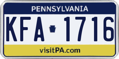 PA license plate KFA1716