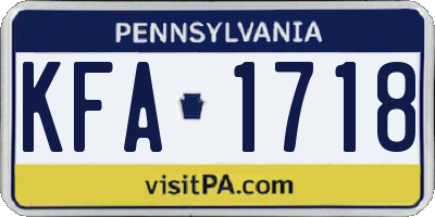 PA license plate KFA1718