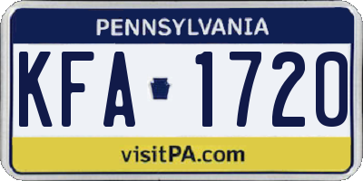 PA license plate KFA1720