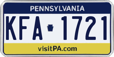 PA license plate KFA1721