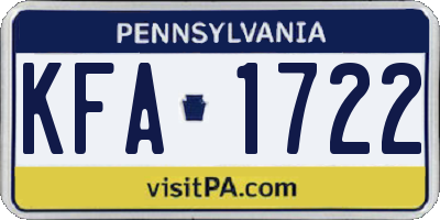 PA license plate KFA1722