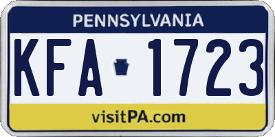 PA license plate KFA1723