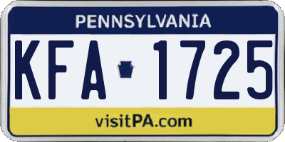 PA license plate KFA1725