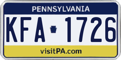 PA license plate KFA1726
