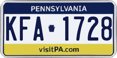 PA license plate KFA1728