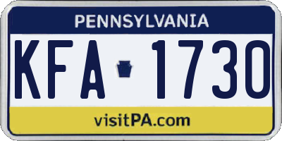 PA license plate KFA1730