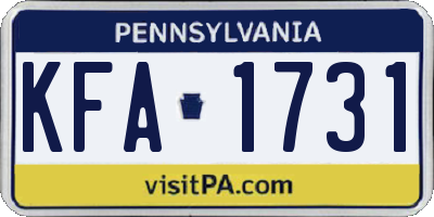 PA license plate KFA1731