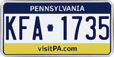 PA license plate KFA1735