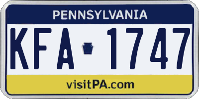PA license plate KFA1747