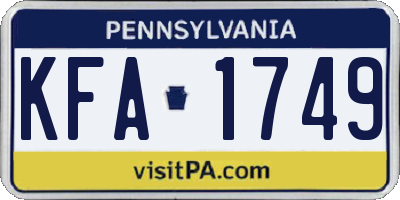 PA license plate KFA1749