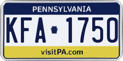 PA license plate KFA1750