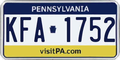 PA license plate KFA1752