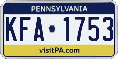PA license plate KFA1753
