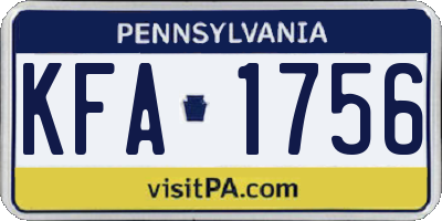PA license plate KFA1756