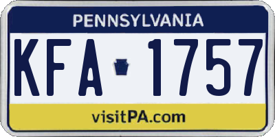 PA license plate KFA1757