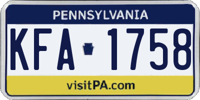 PA license plate KFA1758