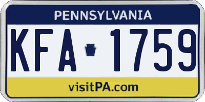 PA license plate KFA1759