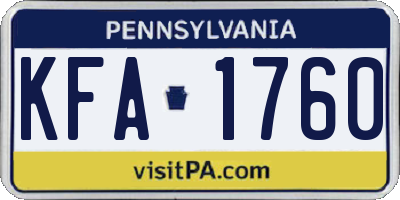 PA license plate KFA1760