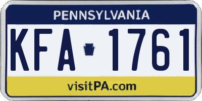 PA license plate KFA1761