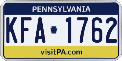 PA license plate KFA1762