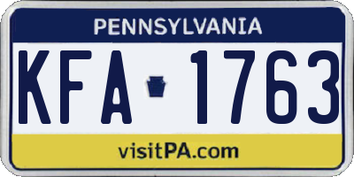 PA license plate KFA1763