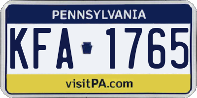 PA license plate KFA1765