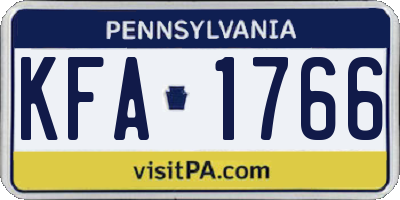 PA license plate KFA1766