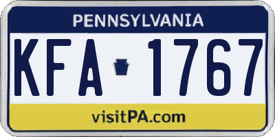 PA license plate KFA1767