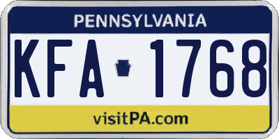 PA license plate KFA1768
