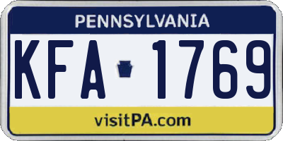PA license plate KFA1769