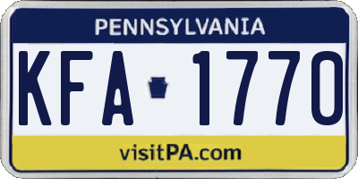 PA license plate KFA1770