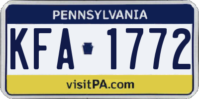 PA license plate KFA1772