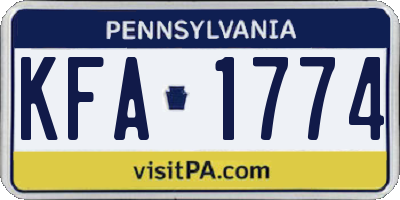 PA license plate KFA1774