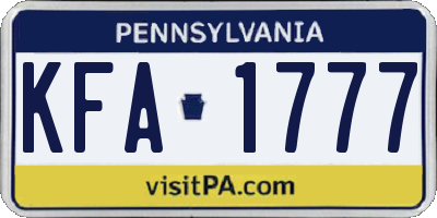 PA license plate KFA1777