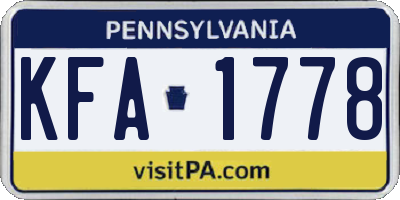 PA license plate KFA1778