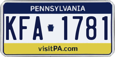 PA license plate KFA1781