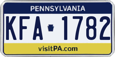 PA license plate KFA1782