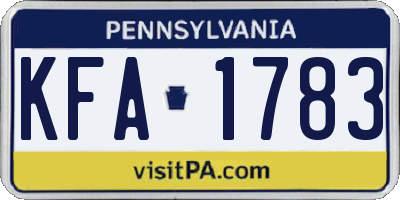 PA license plate KFA1783