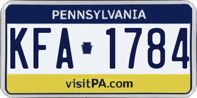 PA license plate KFA1784