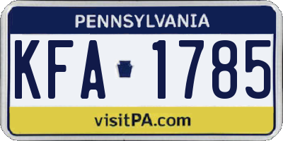 PA license plate KFA1785