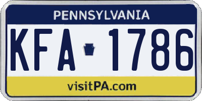 PA license plate KFA1786