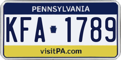PA license plate KFA1789