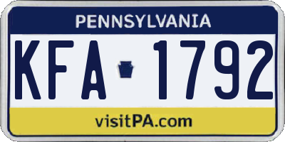 PA license plate KFA1792