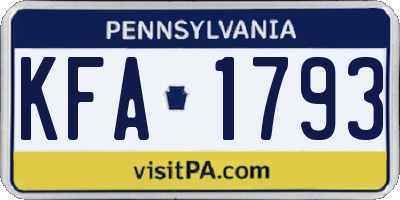 PA license plate KFA1793