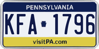 PA license plate KFA1796