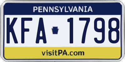 PA license plate KFA1798