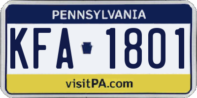 PA license plate KFA1801