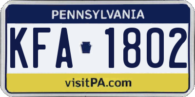 PA license plate KFA1802