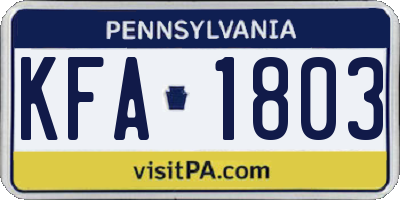PA license plate KFA1803